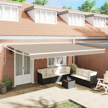 vidaXL Automatikus Behúzható Napellenző Bézs 500x300 cm