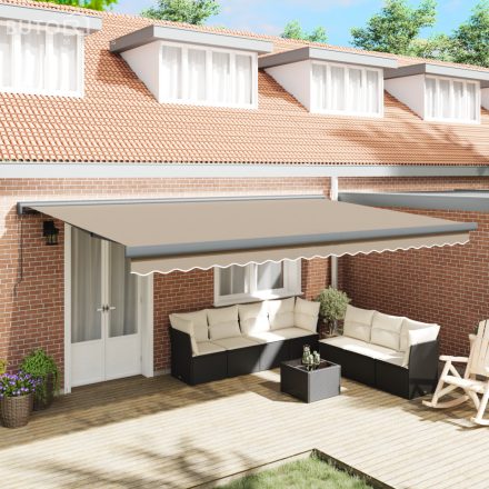 vidaXL Kézi Behúzható Napellenző Bézs 500x300 cm