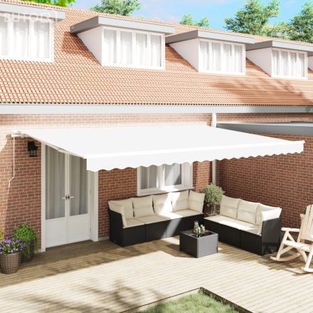 vidaXL Kézi Behúzható Napellenző Fehér 500x300 cm