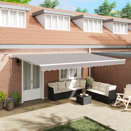 vidaXL Automatikus Behúzható Napernyő LED világítással Világosszürke 500x300 cm