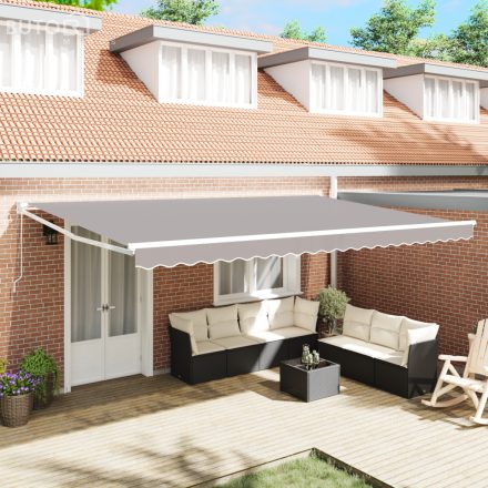 vidaXL Manuális Behúzható Napellenző Világosszürke 500x300 cm