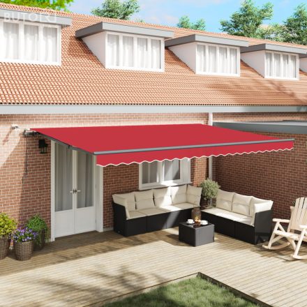 vidaXL Automatikus Behúzható Napellenző LED-del Piros 500x300 cm