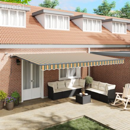 vidaXL Automatikus Behúzható Napellenző LED-del Zöld és Sárga 500x300 cm