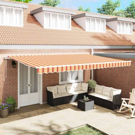 vidaXL Behúzható napellenző 500 × 350 cm sárga és narancssárga