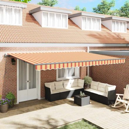 vidaXL Behúzható napellenző sárga és narancssárga 500 × 350 cm szövet