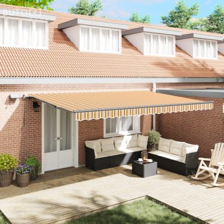 vidaXL Kézi Behúzható Napellenző LED Többszínű Csíkkal 500x350 cm