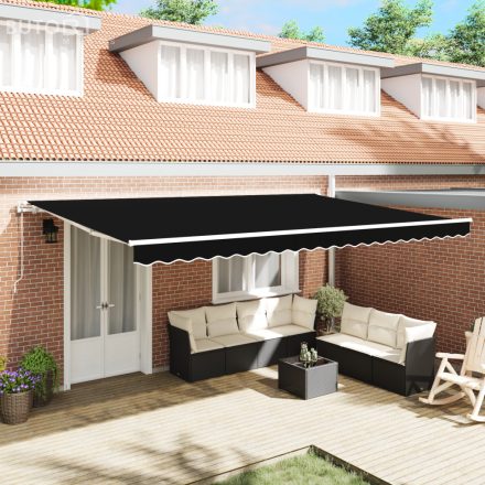 vidaXL Automatikusan Behúzható Napellenző Fekete 500x350 cm
