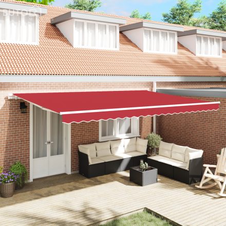 vidaXL Kézi Behúzható Napernyő Piros 500x350 cm