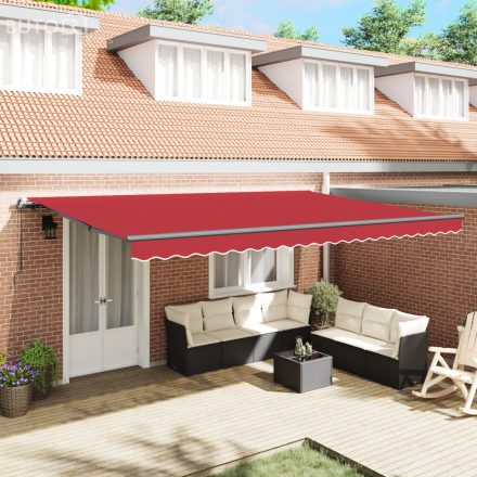 vidaXL Manuális Behúzható Napellenző Piros 500x350 cm