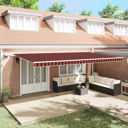 vidaXL Kézi Behúzható Napellenző LED-del Narancs és Barna 600x300 cm