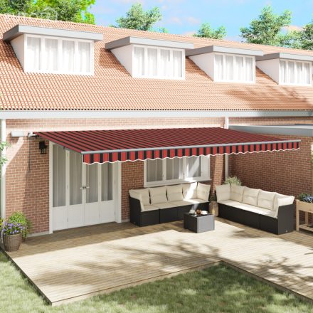 vidaXL Manuális Behúzható Napellenző LED világítással narancs és barna 600x300 cm