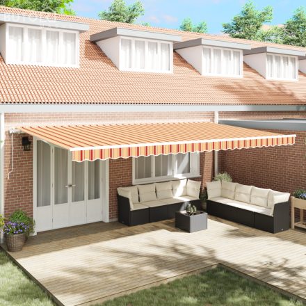 vidaXL Automatikus Behúzható Napellenző Sárga és Narancs 600x300 cm