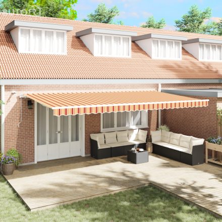 vidaXL Automatikus Behúzható Napernyő LED világítással Sárga és Narancs 600x300 cm