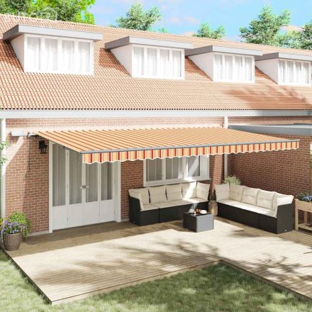 vidaXL Behúzható napellenző sárga és narancssárga 600 × 300 cm szövet