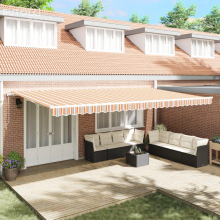 vidaXL Automatikus Behúzható Napellenző Többszínű Csíkokkal, 600x300 cm