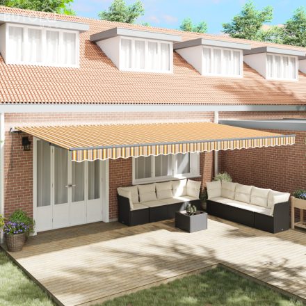 vidaXL Kézi Behúzható Napellenző Csíkos Mintával 600x300 cm