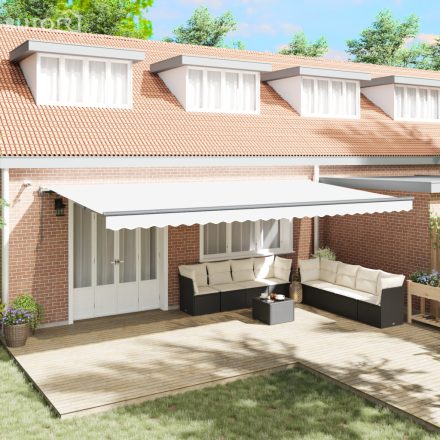 vidaXL Automatikus Behúzható Napellenző LED-del Fehér 600x300 cm