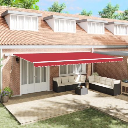 vidaXL Kézi Behúzható Napellenző LED-lámpával Piros 600x300 cm
