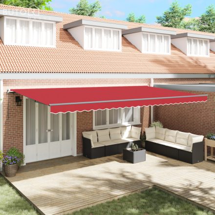 vidaXL Manuális Behúzható Napellenző Piros 600x300 cm