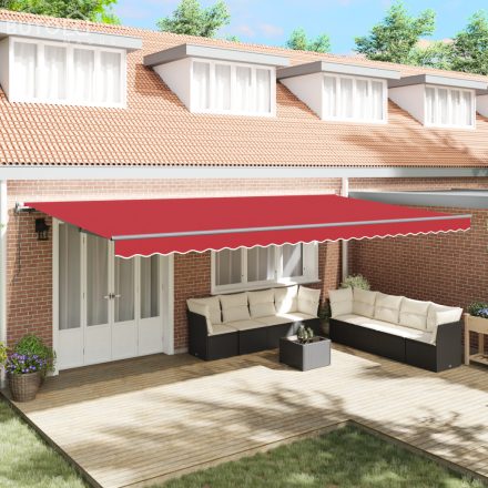 vidaXL Automatikus Behúzható Napellenző Piros 600x300 cm