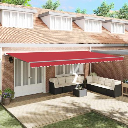 vidaXL Automatikus Kihúzható Napernyő Piros 600x300 cm