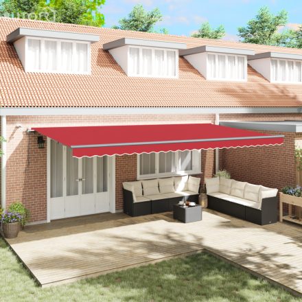 vidaXL Automatikus Behúzható Napellenző LED-del Piros 600x300 cm