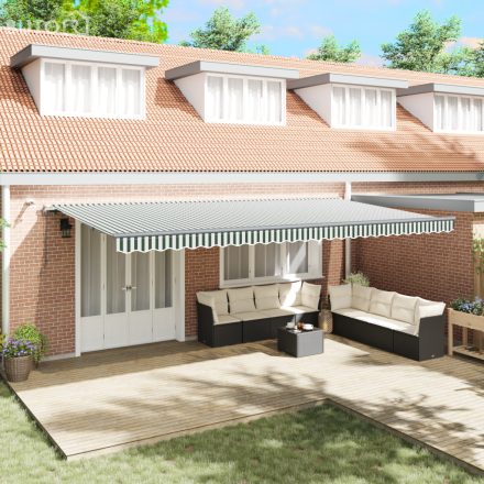 vidaXL Automatikus Behúzható Árnyékoló LED-del Zöld és Fehér 600x300 cm