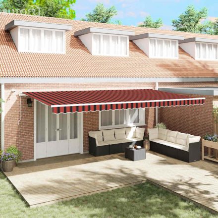 vidaXL Behúzható napellenző Narancs és Barna 600 × 350 cm