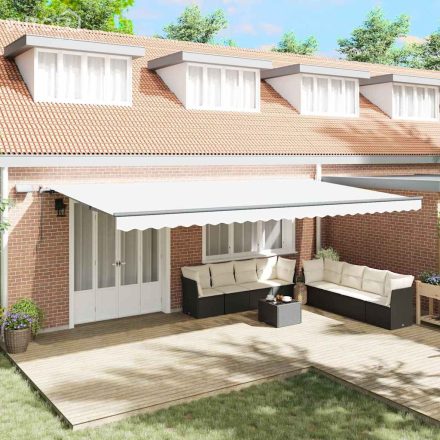 vidaXL Behúzható napellenző Fehér 600 × 350 cm szövet