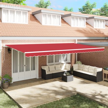 vidaXL Automatikus Behúzható Napellenző Piros 600x350 cm