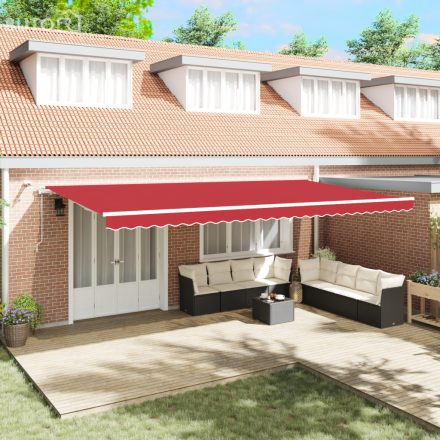 vidaXL Automatikus Behúzható Napellenző LED-del Piros 600x350 cm