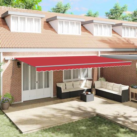 vidaXL Behúzható napellenző Piros 600 × 350 cm szövet