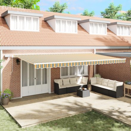 vidaXL Kézi Behúzható Napellenző LED-del Zöld és Sárga 600x350 cm