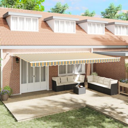 vidaXL Automatikus Behúzható Napernyő LED-del 600x350 cm Zöld és Sárga