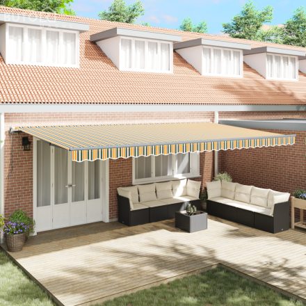 vidaXL Automatikus Behúzható Napernyő Zöld és Sárga 600x350 cm