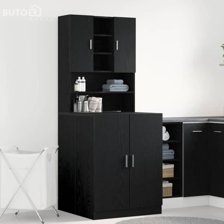 vidaXL mosógép szekrények 2 db Fekete tölgy 70.5x71.5x181.5 cm szerelt fából