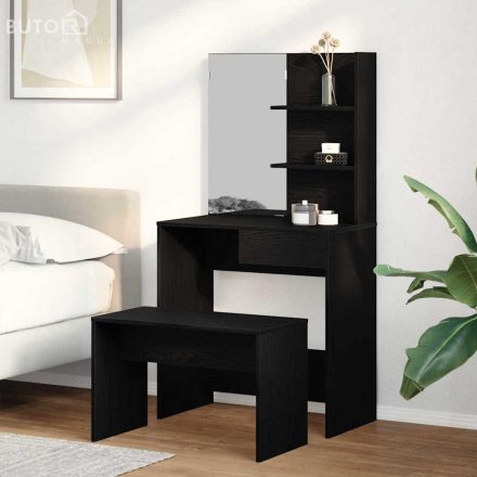 vidaXL Sminkasztal Készlet Musta tammi 74.5 x 40 x 141 cm Faanyag