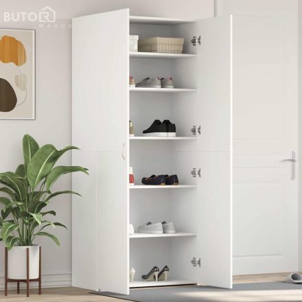 vidaXL Cipőszekrény polcokkal ajtóval Fehér 80 x 35.5 x 180 cm Faanyag