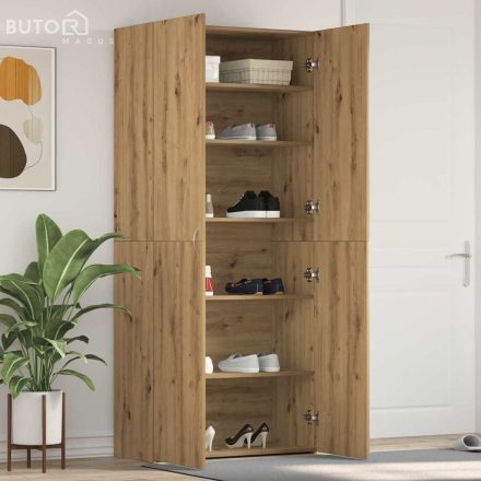 vidaXL Cipőszekrény polcokkal ajtóval Barna 80 x 35.5 x 180 cm Faanyag