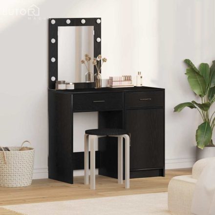 vidaXL Öltözködőasztal fiókkal 2 pcs Fekete 50 x 41 x 135 cm Faanyag