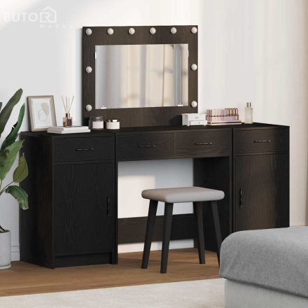 vidaXL Öltözködőasztal fiókkal 3 pcs Fekete 40 x 41 x 75 cm Faanyag