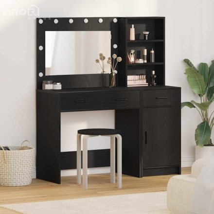 vidaXL Öltözködőasztal fiókkal 2 pcs Fekete 78.5 x 41 x 135 cm Faanyag
