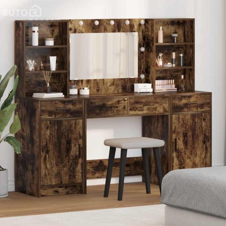 vidaXL Sminkasztal Készlet 3 pcs Füstölt tölgy 78.5 x 41 x 135 cm