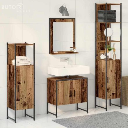 vidaXL Fürdőszoba bútor szett 4 pcs Barna 33 x 33 x 185.5 cm Faanyag
