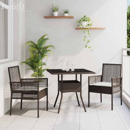 vidaXL Kert étkező szett 3 pcs Barna Poli rattan