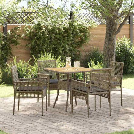 vidaXL Kert étkező szett 5 pcs Szürke Poli rattan