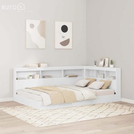 vidaXL Tároló fejtámla polcokkal fejtámlával Fehér 120 cm Faanyag