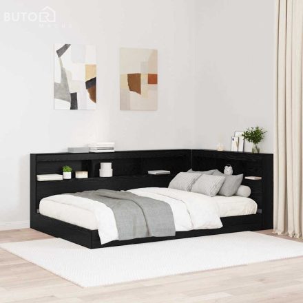 vidaXL Tároló fejtámla polcokkal tárolóval Musta tammi 120 cm Faanyag