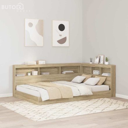 vidaXL Tároló fejtámla polcokkal tárolóval sonoma tölgy 120 cm Faanyag