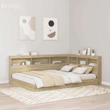 vidaXL Tároló fejtámla polcokkal tárolóval sonoma tölgy 150 cm Faanyag